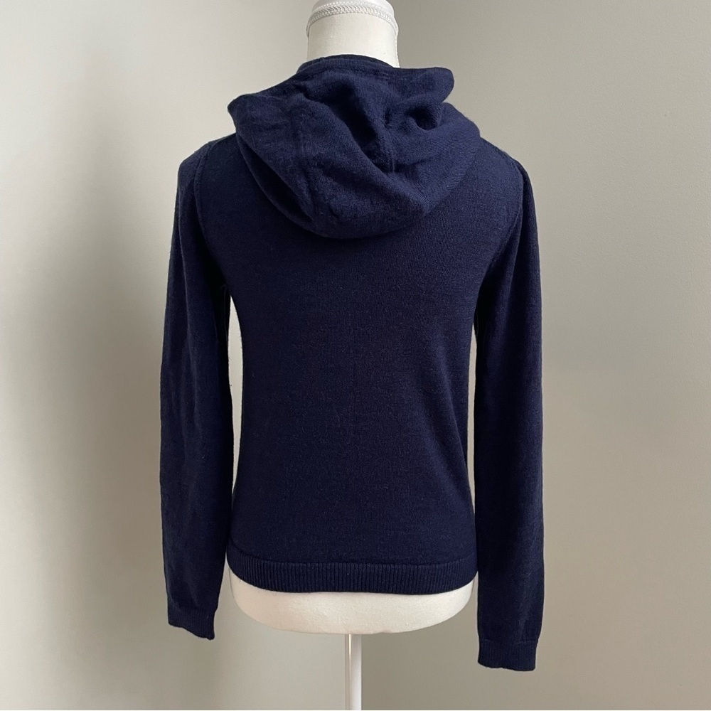 Aritzia TNA 100% Merino Wool Navy Blue Knit Hoodie Size Medium - Picture 4 of 7